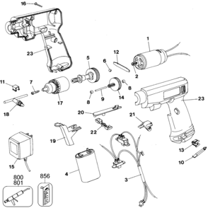 Default Diagram and Parts List for 9045T Type 3 Black and Decker Boring Machine